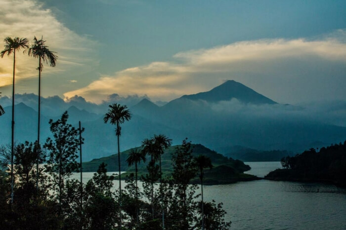Beautiful lakeside view at sunset at a place near Wayanad