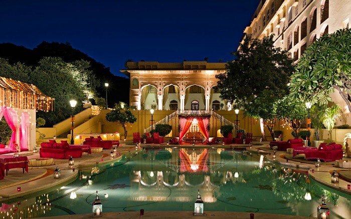 beautifully decorated Samode Palace in Jaipur