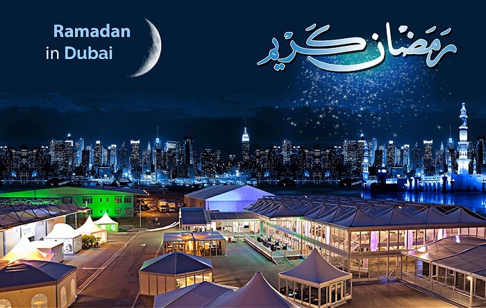 A promotional poster of Bait Al Nokhada Iftar Tents during Ramadan in Dubai