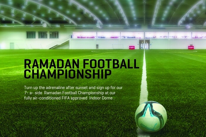 A promotional poster of the Ramadan football tournament in Dubai Sports City