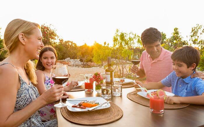 A garden meal at Le Soleil D Or on the Cayman Brac island