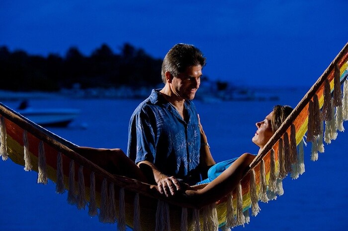 Romantic photo of a couple at Carib Sands hotel on Cayman Brac island