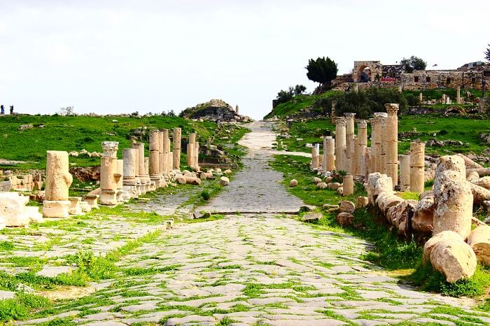 The pathway to Umm Qais in the green Gadara City of Jordan
