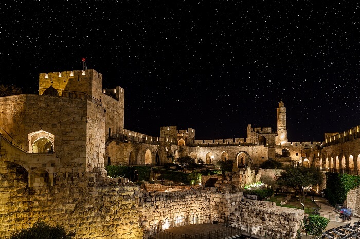 A shot Jerusalem town at night in Israel