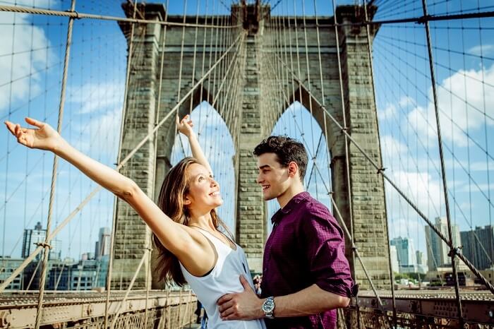 romantic couple honeymooning in America