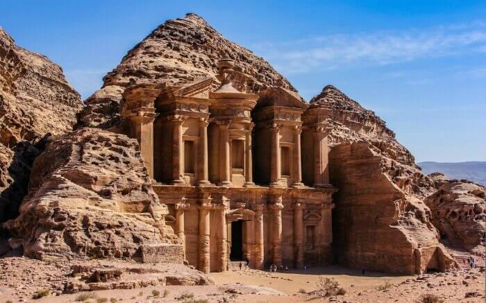 A beautiful picture of Petra against blue sky