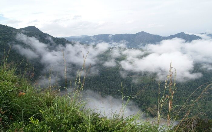 Needle Rock View Point covered by clouds