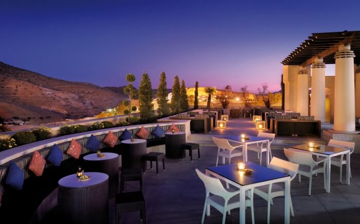 Romantic sitting area on a terrace of a resort in Petra