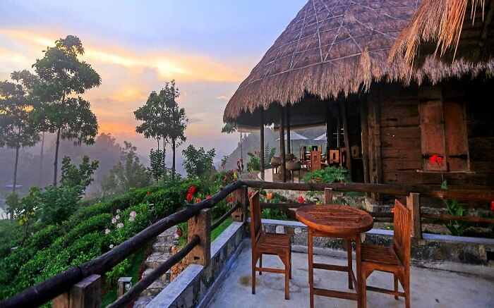 Rooftop seating area of a restaurant in Sri Lanka