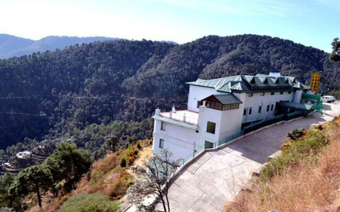 Top view of United 21 Resort and Hotel in Chail on a bright day