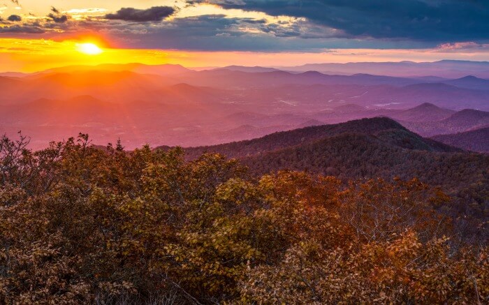 a gorgeous sunset in mountains
