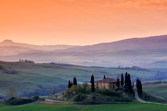 Beautiful landscape view in Siena in Tuscany in Italy