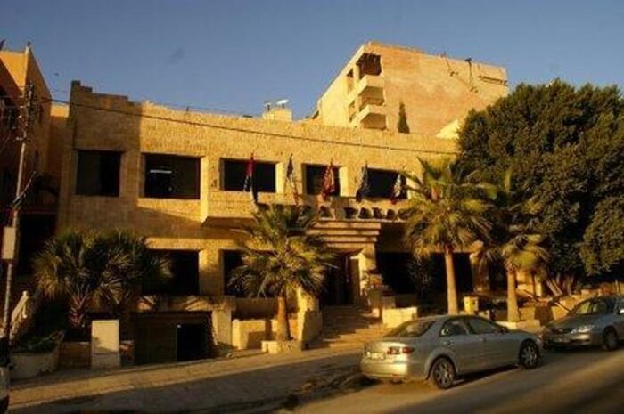 A sunset snap of the Petra Palace Hotel that houses the Wrangler's Pub