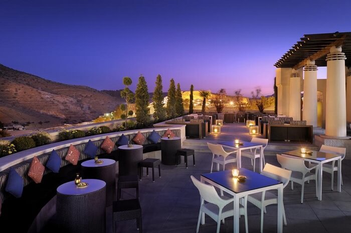 The outdoor dining of Movenpick Hotel of Wadi Musa in Jordan