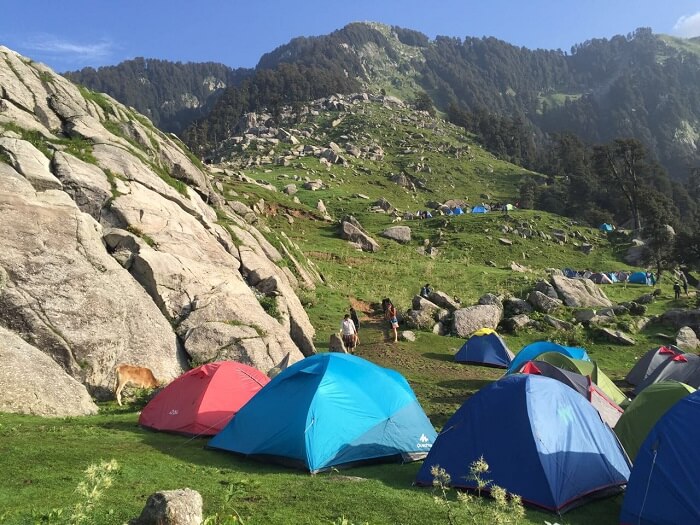 The campsite on the Triund trek route