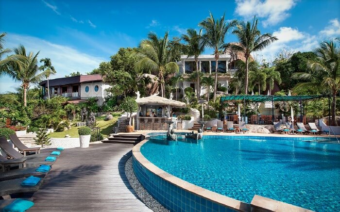 A gorgeous outdoor pool in a resort s