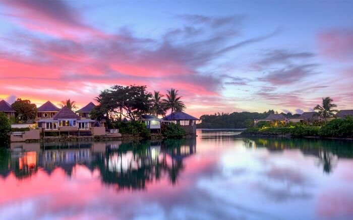 A luxurious resort located by the water
