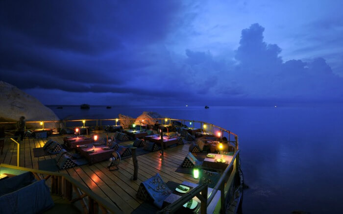 A romantic restaurant in a resort overlooking sea