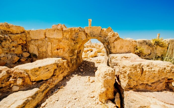 Castle ruins of Machaerus near Dead Sea in Israel