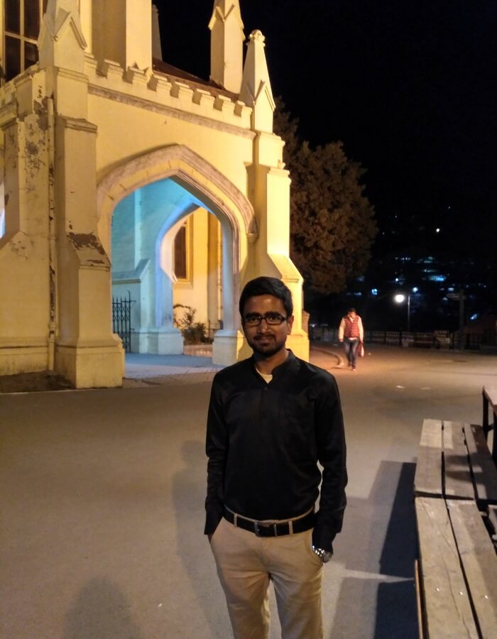 shish standing near christ church in shimla, an important landmark of his historical trip to shimla