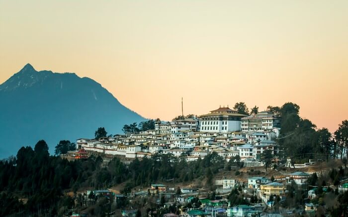 Traditional Himalayan homes built on a mountain
