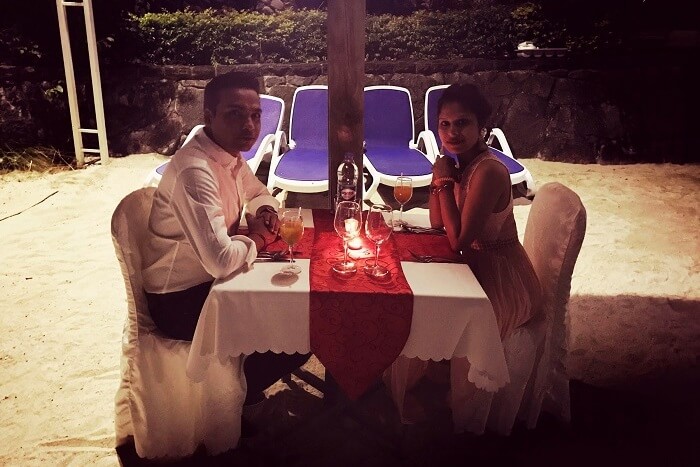 candle light dinner in Mauritius