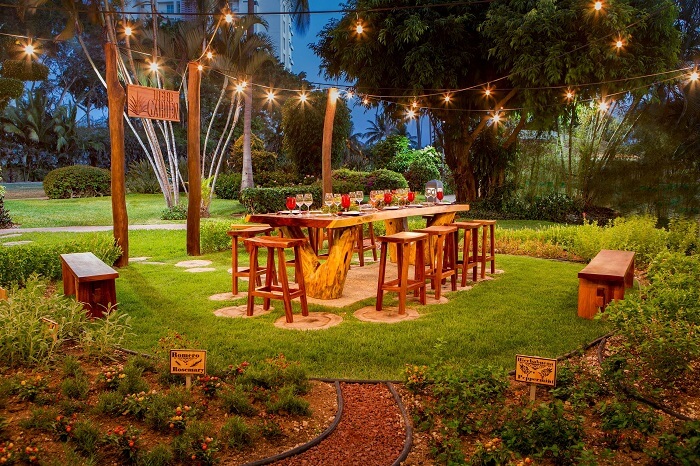 An evening snap of the Garden dining area at CasaMagna Marriott Resort and Spa at Puerto Vallarta in Mexico