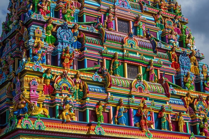 Colorful hindu temple at Reunion island