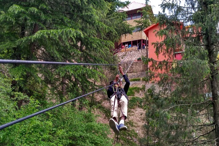 shish ziplining away in kufri
