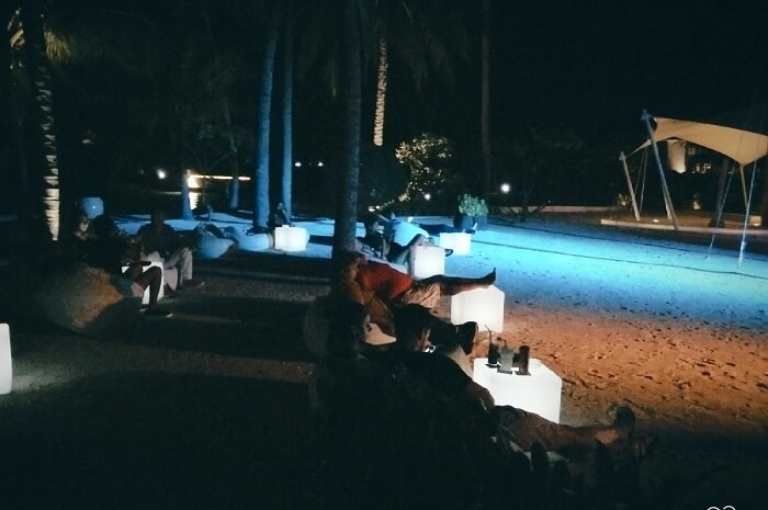 ambuj rashmi at poolside at maldives resort