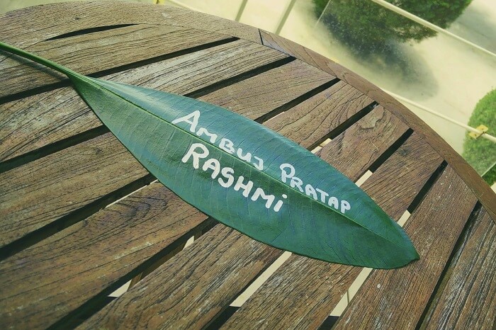 ambuj rashmi name on leaf maldives
