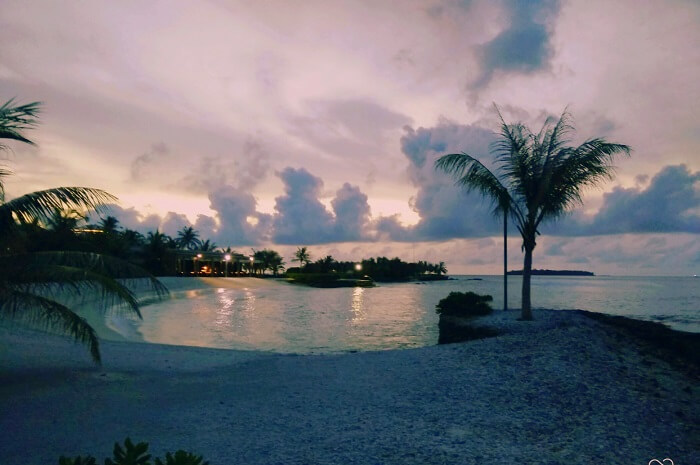 sunset views from beach maldives