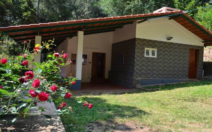 Side view and from the gardens of Water Rock Bungalow in Yercaud