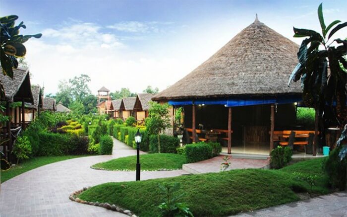 beautiful cottage style resort with lush green gardens