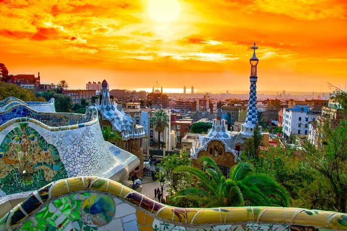 View of the city from Park Guell in Barcelona