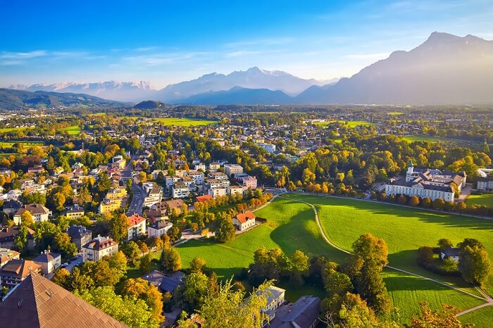 Beautiful view of Salzburg with Festung Hohensalzburg