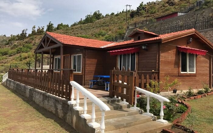 A wooden eco hot in the mountains of Uttarakhand