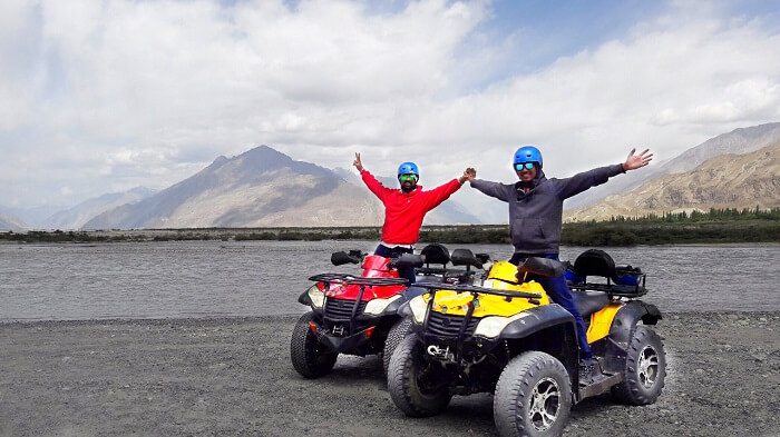 ninad riding atv bikes in ladakh