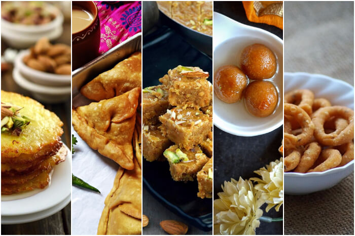 a collage of food prepared on diwali