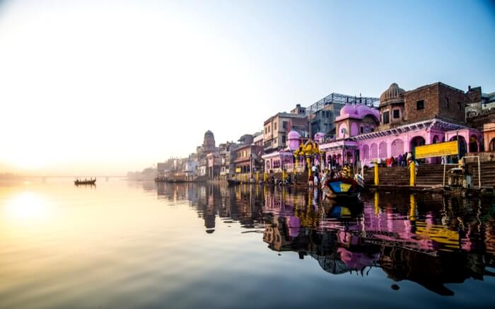Sunrise as seen from river Ganges in Mathura