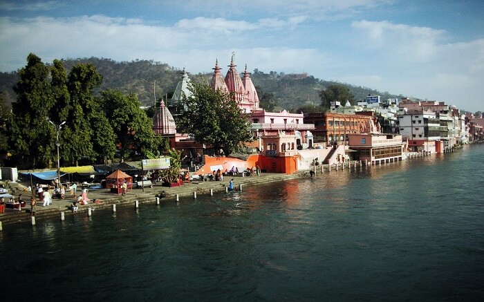 A distant view of Vishnu Ghat in Haridwar