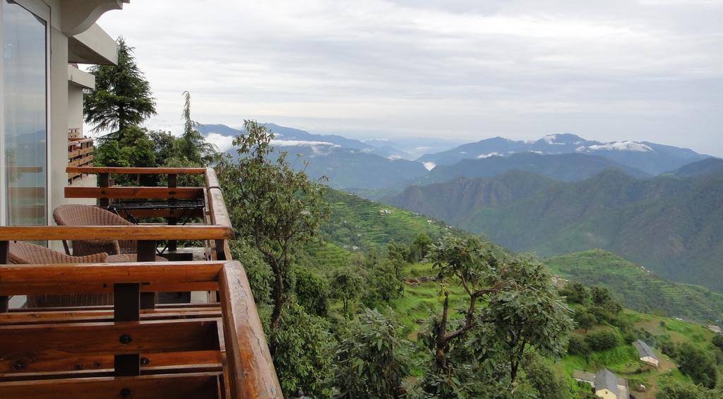 beautiful views of mountains from a balcony