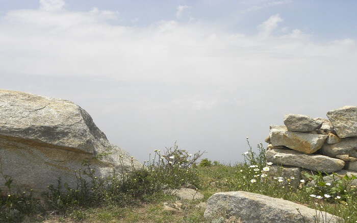 Stones at the edge of a cliff