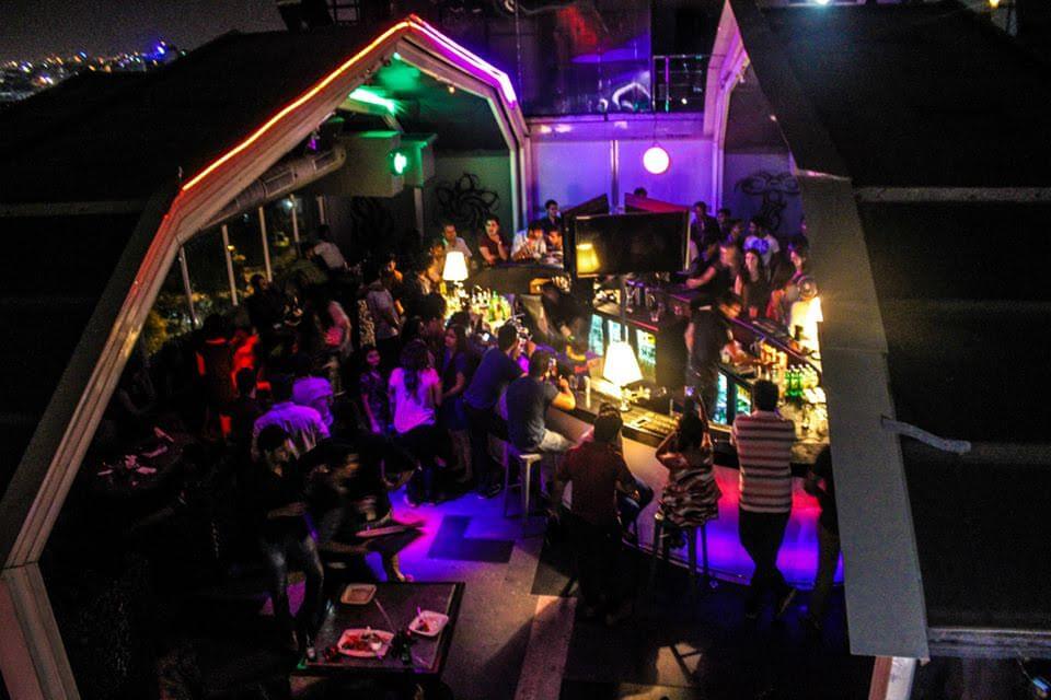 young people partying in a lounge