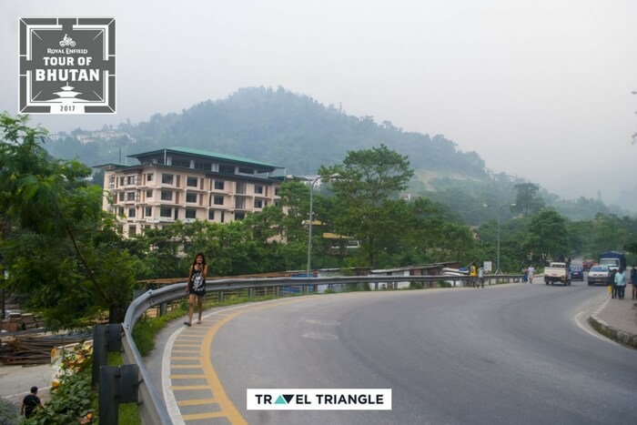 riding on the road to phuentsholing