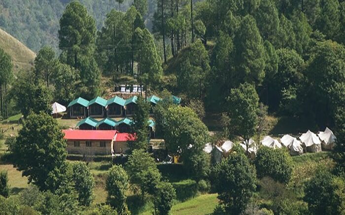 A view of Redwood Camps Shimla tucked in woods