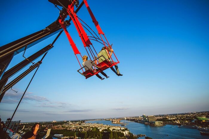 Feel the adrenaline rush in the Europe's Highest Swing, one of the best things to do in amsterdam