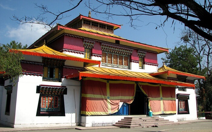 Front view of Enchey Monastery in Sikkim
