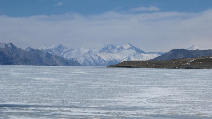 Frozen Pangong Lake during Winter