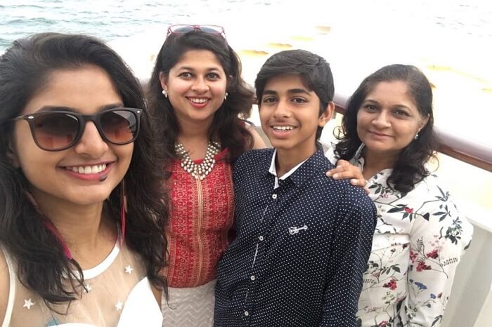 saurabhi singapore family trip: saurabhi's sister posing in cruise with family